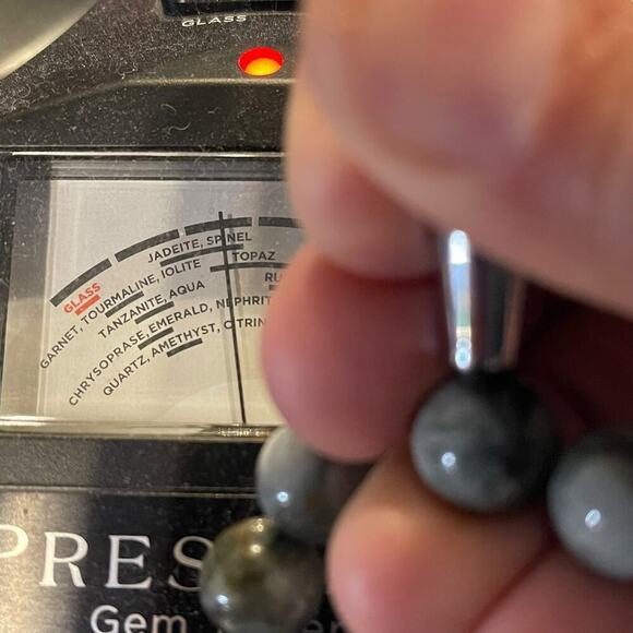 Gemstone Stretch Bracelet Womens Faux Coin Gray Brown Boho Hippie Artsy - Picture 8 of 9